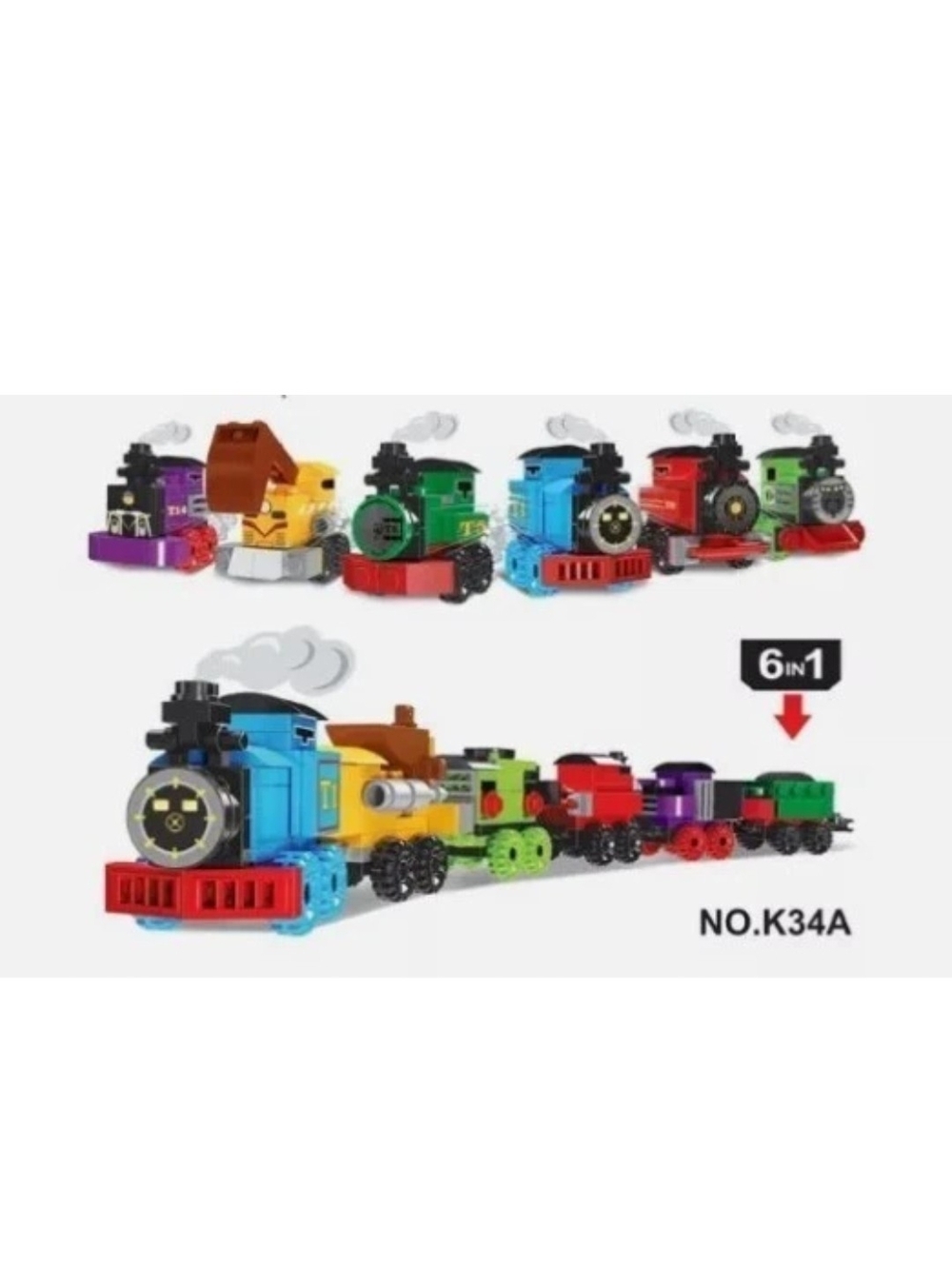 Creator Train Blocks Kids Building Toy Set -6 Capsules - Mini Engines